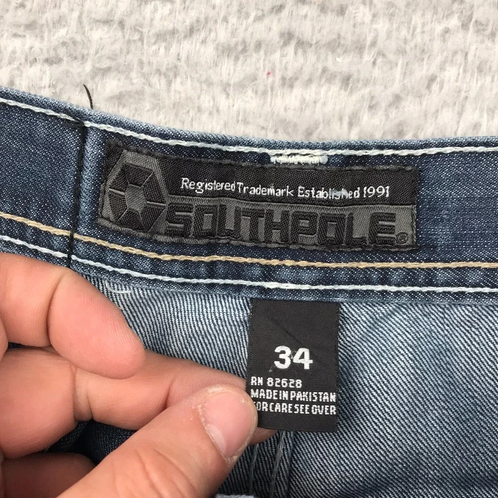 Southpole Jeans Mens 34 (32x31) Stone Wash Baggy Vintage Y2K Hip Hop Brown Tab